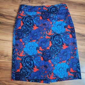 Ann Taylor Factory Bright Floral Cotton Pencil Skirt Size 2